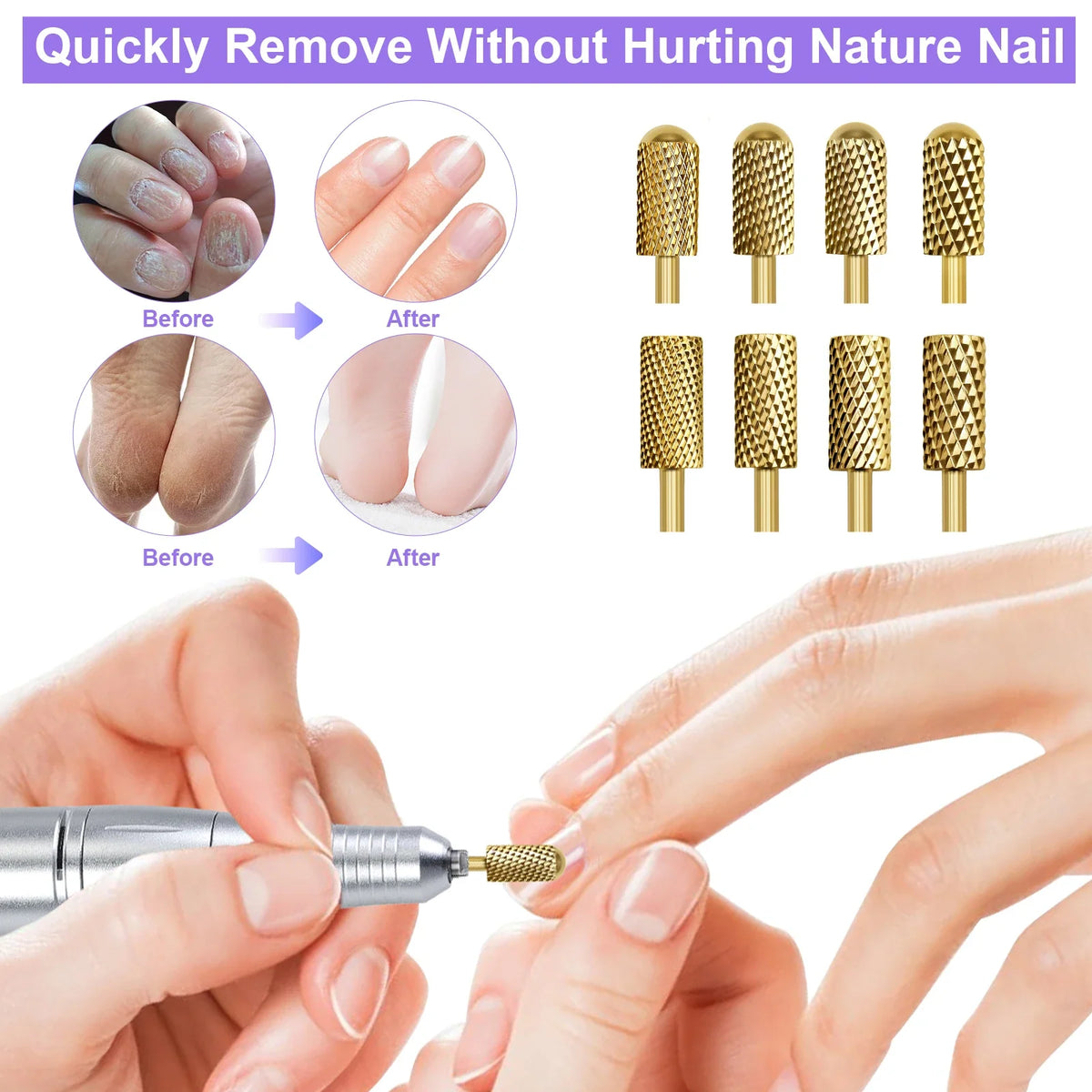 Small Barrel Tungsten Steel Carbide Nail Drill Bits Grinding Head Milling Cutter Machine Sander DIY Nails Tools 5.35mm Head
