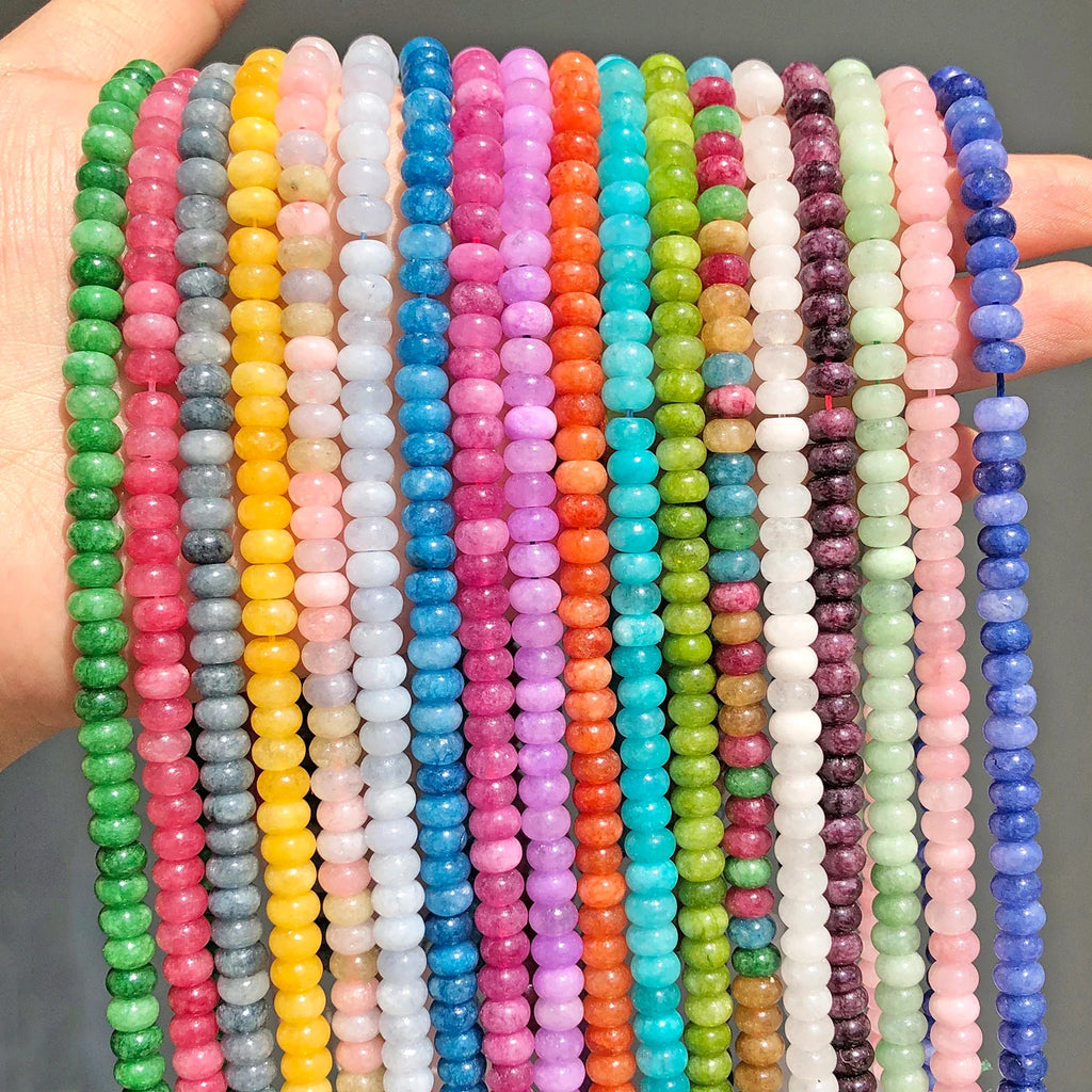 4x6mm Natural Abacus Rondelle Jade Quartz Beads Stone Flat Round DIY Charms Bracelets Loose Beads For Jewelry Making Supplies