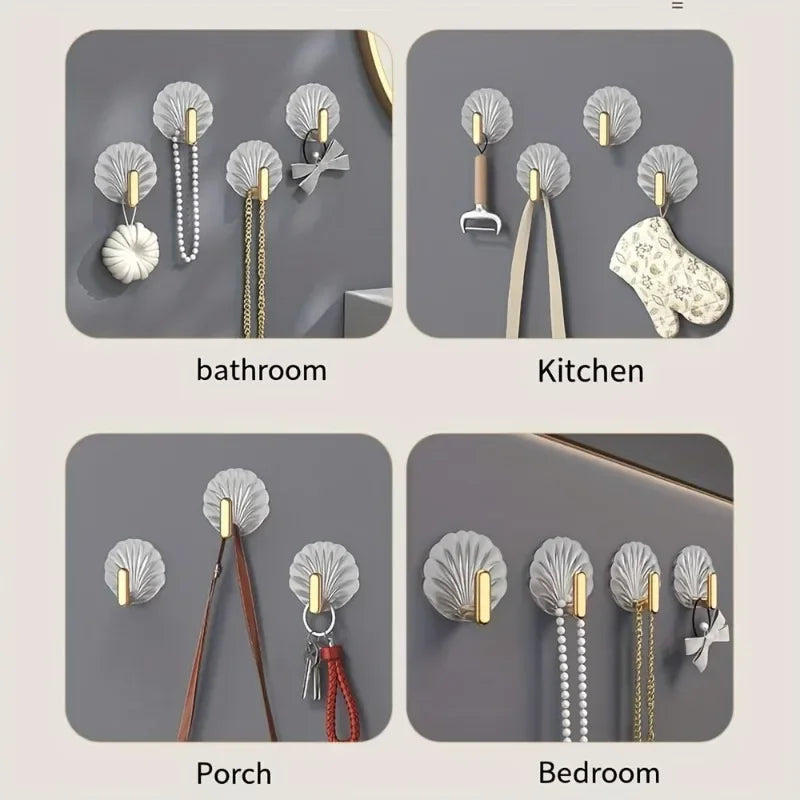 4Pcs Decorative Wall Self Adhesive Hooks, Adhesive Wall Hooks for Hanging Heavy Duty, Over The Door Hooks Key Holder for Wall