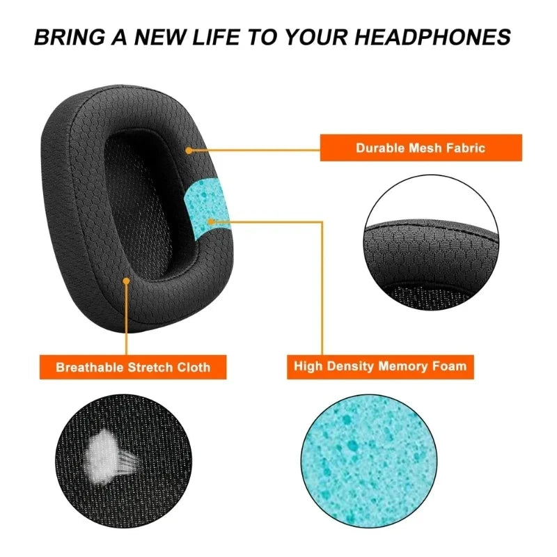 for Logitech G533 G633 G935, GVOEARS Ear Pads G231, G433, G533, G633, G635, G933, G935 Headphone Advanced Mesh Fabric Earmuffs