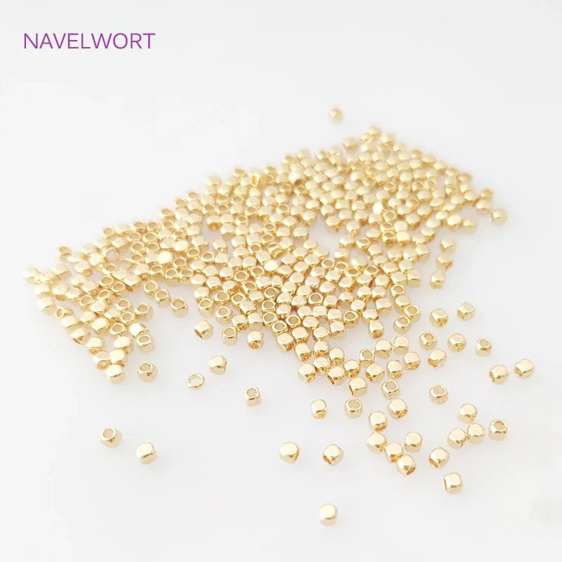 2/3/4mm Hollow Cube Beads 18k Gold Plated Brass Spacer Beads,Separators For Beads,DIY Jewelry Making Supplies Wholesalele