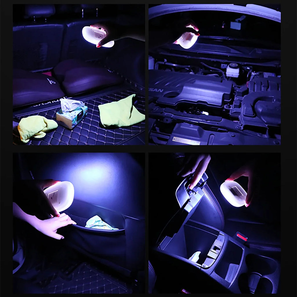 1pc Car Touch Light Wall Reading Lamp 10 LED Magnet Base Car Ceiling Light Ambient Mood Interior Lighting USB Rechargeable Lamp