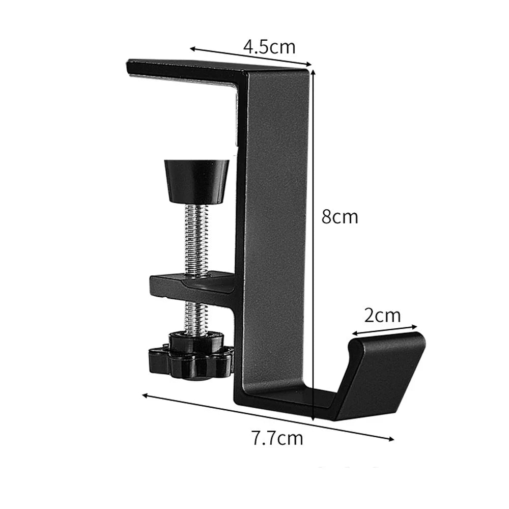 Aluminum Alloy Headphone Hook Hanger Universal Gaming Headphone Stand Under Desk Non-Slip Adjustable Desk Headphone Hanger Hook