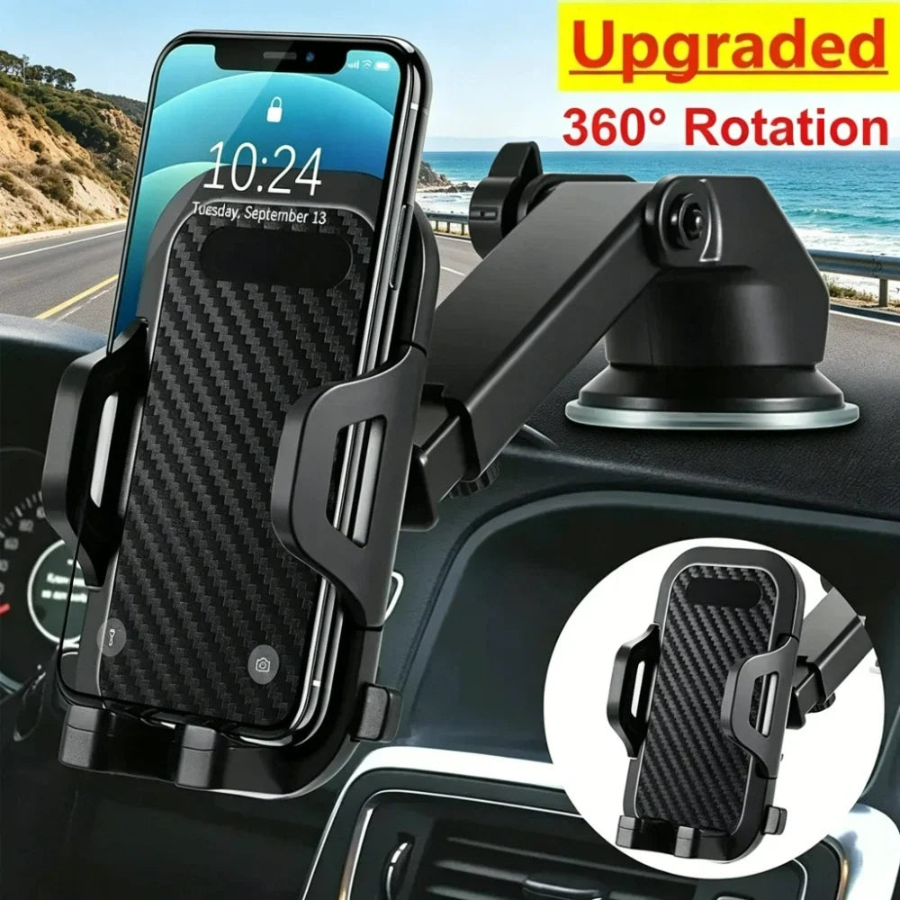 360° Rotatable Car Phone Mount Strong Suction Cup Windshield & Air Vent Phone Holder Stable Anti-Shake Cellphone Stand for Car