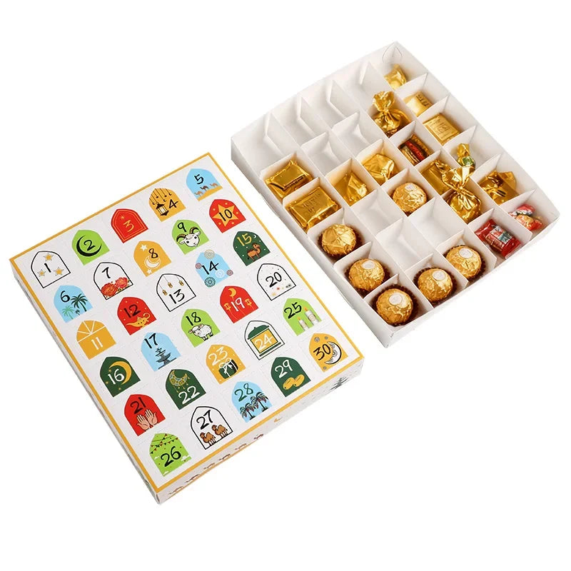 1-10Pcs Eid Countdown Advent Calendar Gift Box DIY Assembled Ramadan Mubarak 30Days Digital Storage Case Empty Surprise Gift Box