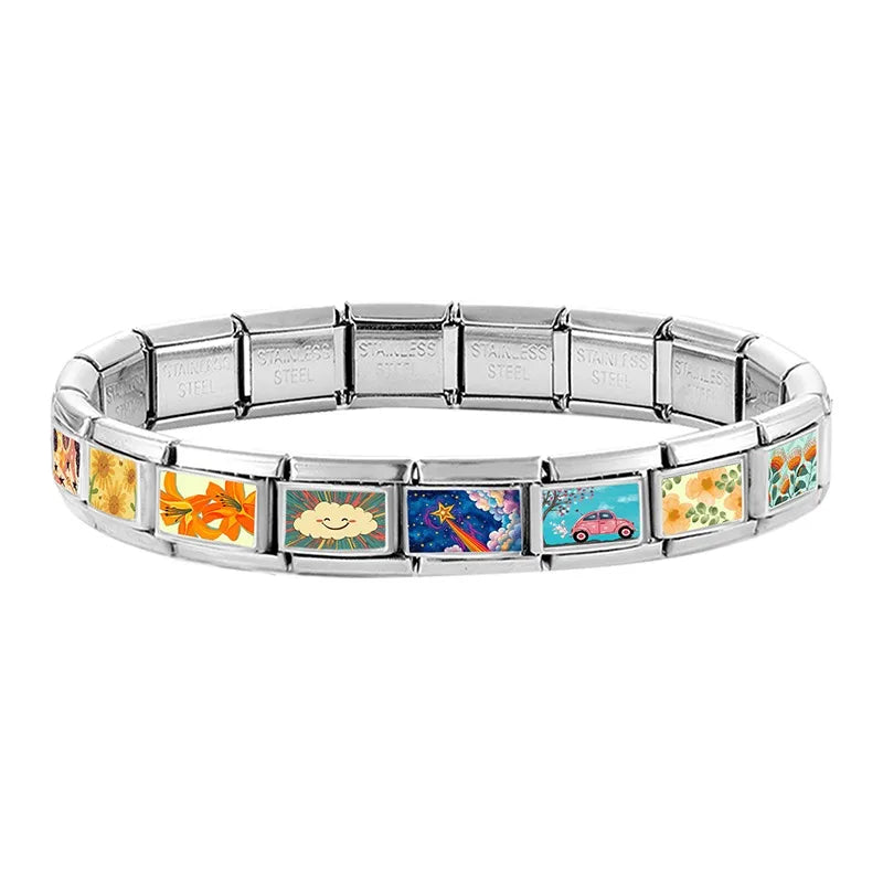 9mm Original Design Dream Transport the Stars Moon Seabeach Ships Stainless Steel Charm Italian Bracelet Link Making DIY Jewelry