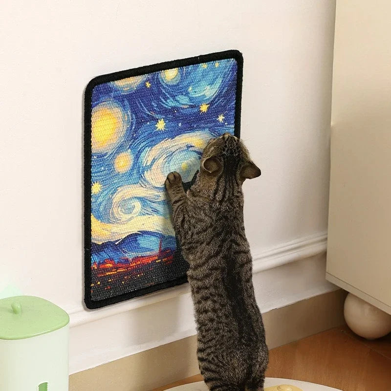 Durable Wall-Mounted Cats Scratching Post Stitched Edges Soft Fabric for Indoor Clawing Play Space-Saving Design for Cat