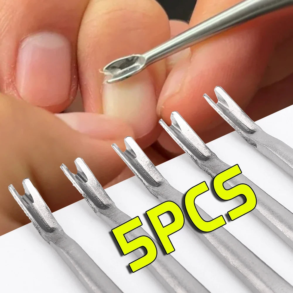 5PCS Cuticle Pusher Professional Stainless Steel Nail Cuticle Trimmer Remover Callus Dead Skin Fork Nail Manicure Pedicure Tool