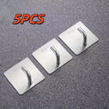 5PCS Heavy Duty Stainless Steel Adhesive Hooks No Drill Punch Free Wall Mounted Hook for Towel Home Storage
