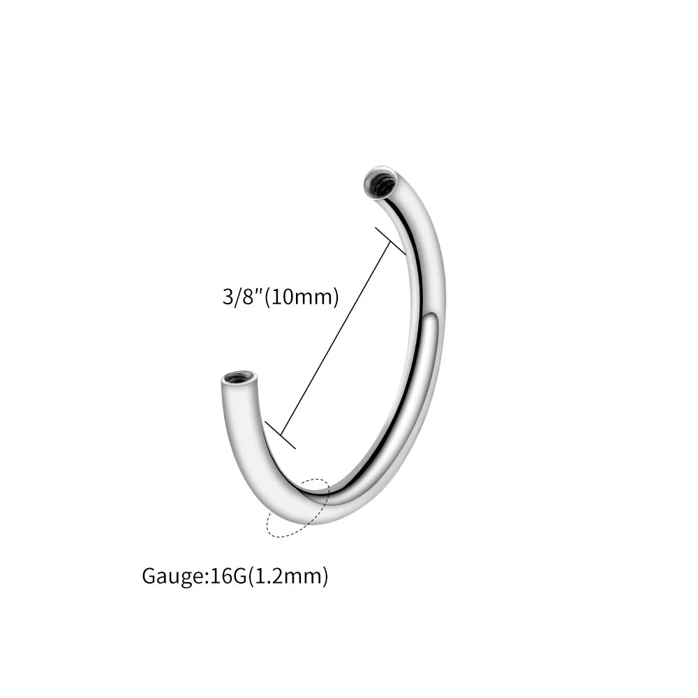 5pcs/lot Right Grand ASTM F136 Titanium 16G Internally Threaded Circular Barbell Horseshoe Body Piercing Jewelry Accessories