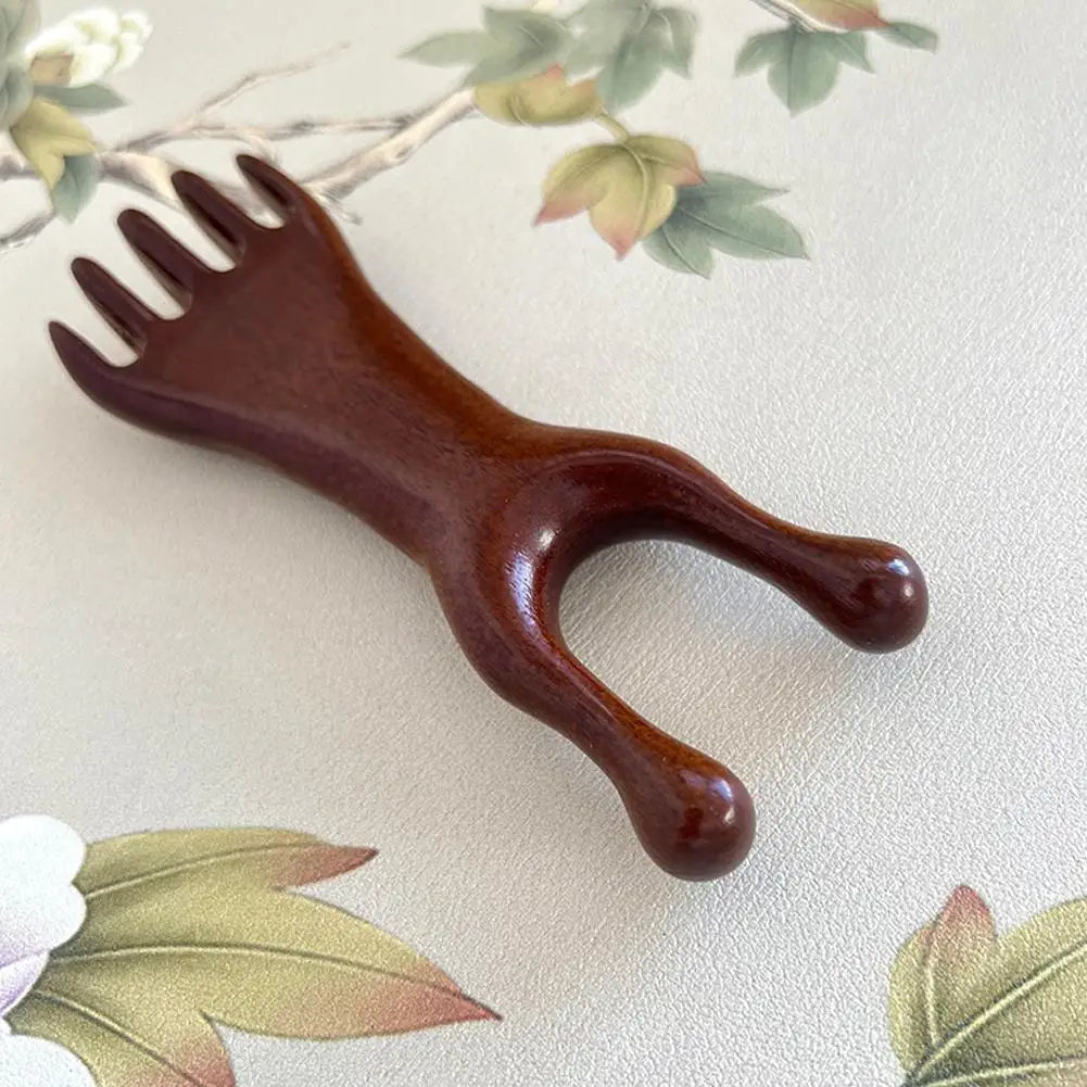 Natural Sandalwood Massage Comb Six-Claw Head Acupoint Massage Gua Sha Tool Neck Face Lifting Scraping Massager