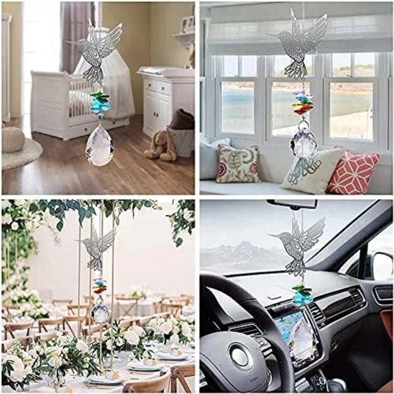 Hummingbird Crystal Prism Sun Catcher Pendant Prisms Rainbow Maker Wind Chimes Window Hanging Ornament Garden Home Decoration