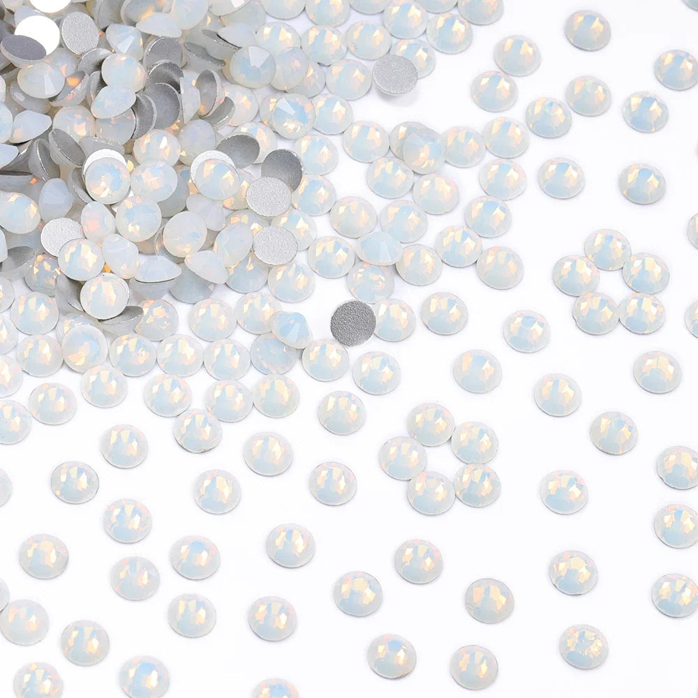 SS3-SS30 White Opal Rhinestone For Clothes Non-hotfix Wedding Accessories Sequin Applique Crystal Nail Rhinestones