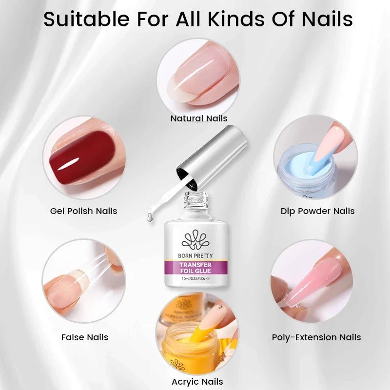 BORN PRETTY Nail Foil Glue Gel 10ML Foil Transfer Gel for Foil Nails Stickers DIY Nail Art Manicure Salon Home UV LED Lamp Need