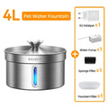 ROJECO Stainless Steel Pet Drinking Fountain Auto Cat Water Fountain Smart Pet Water Dispenser with Pump for Dog Cat Drink Bowl