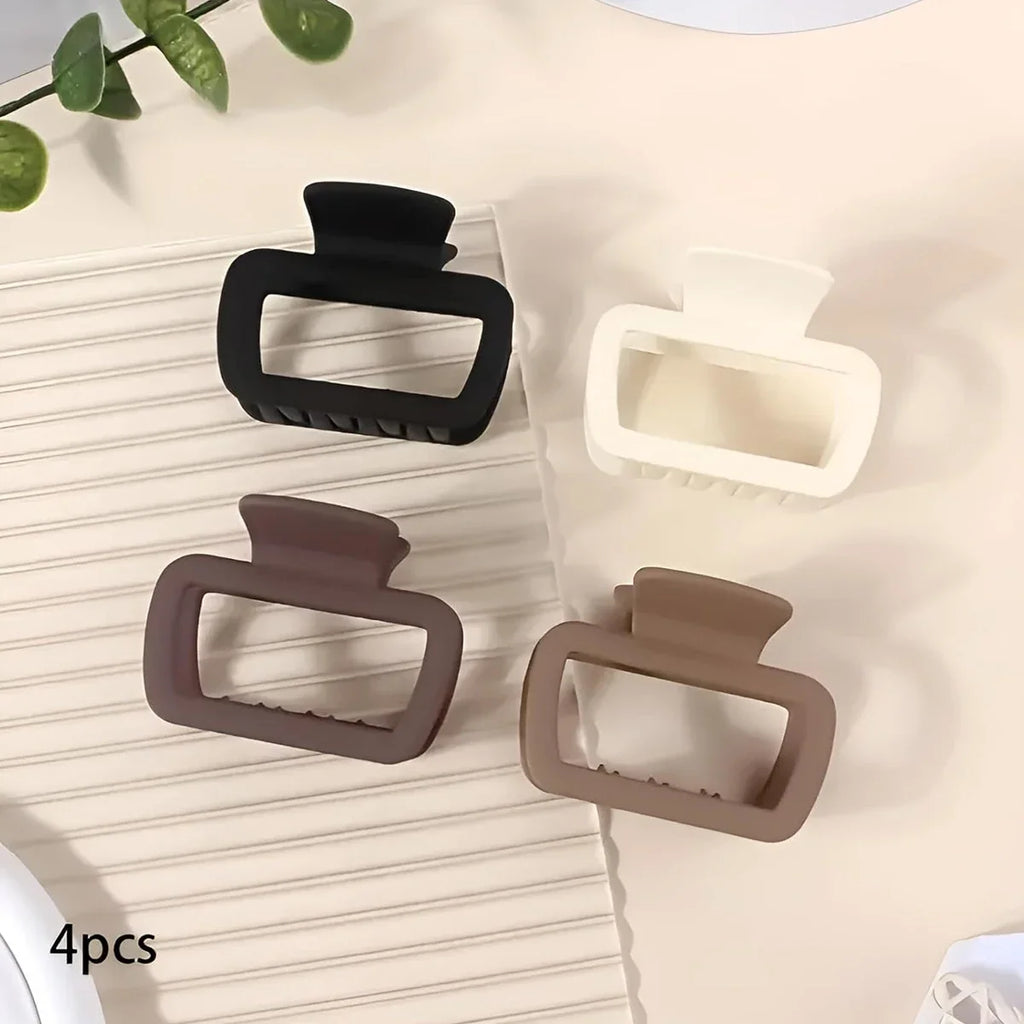 4pcs Women's Square Lightweight Hair Claw Clip Fashionable Elegant Hair Accessory Clip Suitable Hair Styling Makeup
