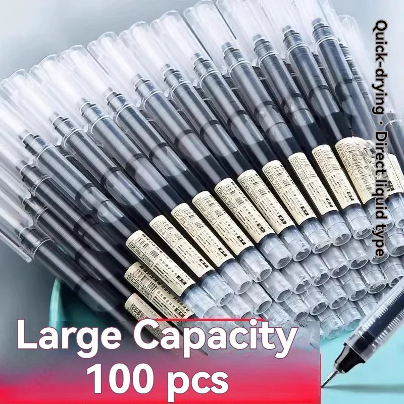 Liquid Ink Gel Pens 9-100Pcs 0.5mm, Black Blue Ballpoint Pen for School Office Writing, Smooth Signature Pens, School Supplies