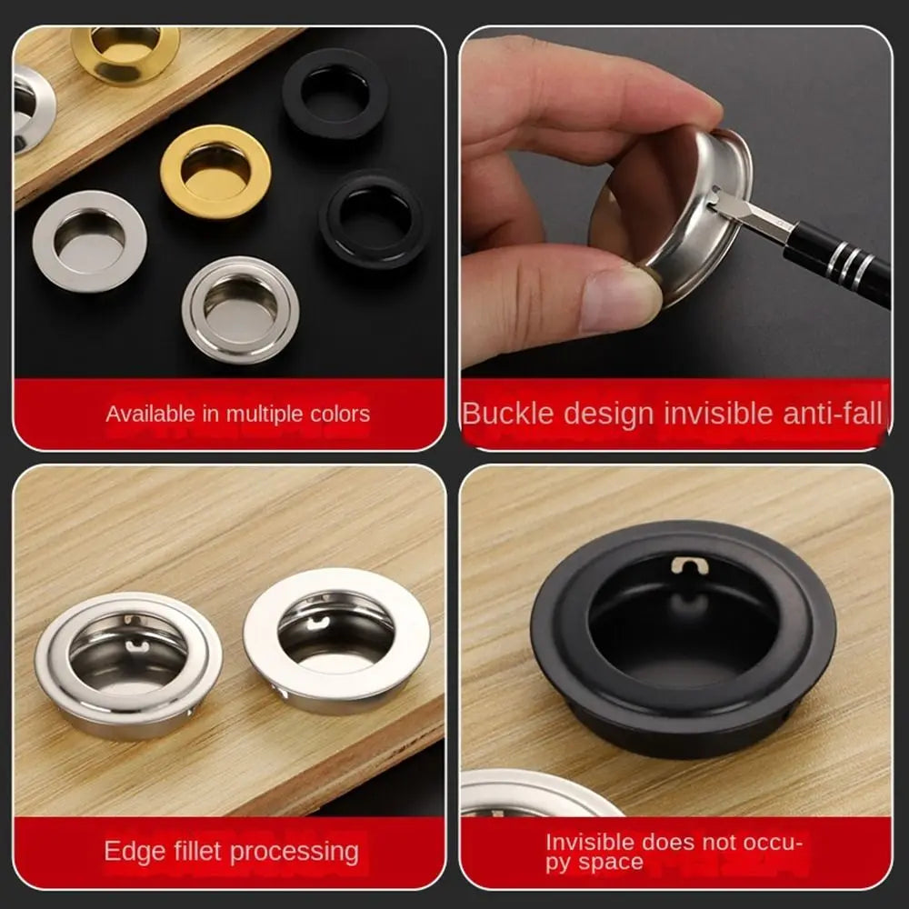 35mm Round Recessed Door Handle Invisible Stainless Steel Sliding Door Pull Wardrobe Cupboard Knob Modern Furniture Hardware
