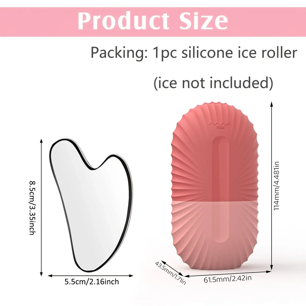 Ice Face Roller Stainless Steel Gua Sha Tool Set Skin Care Beauty Set Face Massage Roller Lifting Contouring Tool Reusable