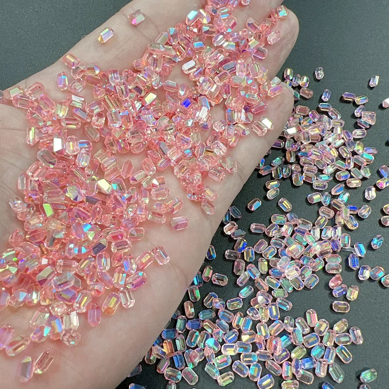 50pcs 3D Aurora Sugar Cube Diamond Nail Art Charms Luxury Glitter Crystal Rhinestones Candy Design Nail Decorations Accessories