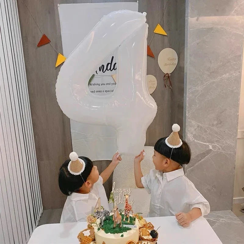 32/40inch White Digital Foil Balloon Large Number 0-9 Helium Balloons Wedding Anniversary First Birthday Party Decoration