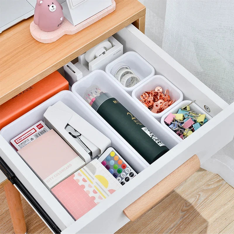 Premium 8Pcs Adjustable Drawer Organizer Box Set  Ideal for Storing Makeup, Sundries, Kitchenware, Bathroom Essentials & Jewelry