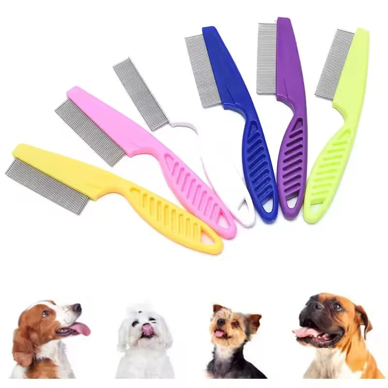 Flea Comb For Dog Cat Stainless Steel Dense Teeth Hair Remover Brush Portable Universal Pet Grooming Cleaning Comb