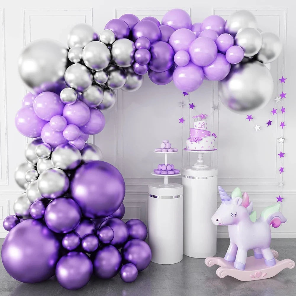 Metallic Balloons Birthday Party Baby Shower Wedding Decorations Chrome Purple Blue Rose Gold Pink Red Silver 10/20/30pcs Ballon
