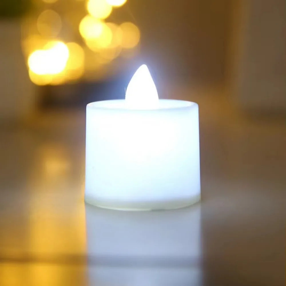 Fake LED Tea Light Flameless Candle, Battery Operated Lamp for Wedding Birthday Home Candlestick Ornament