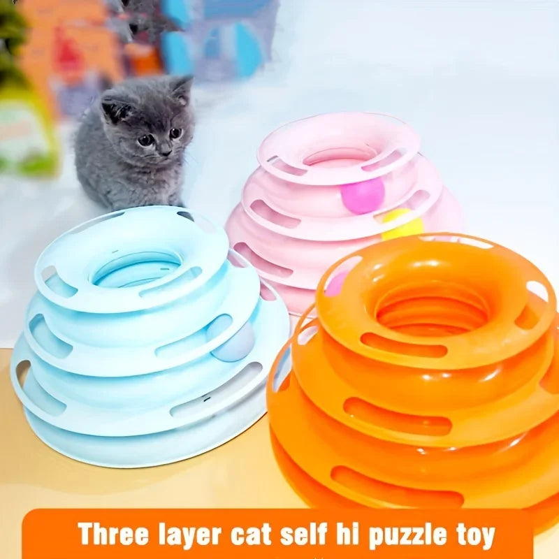 Cat Spinner, Cat Toys, Pet Supplies, Pet Toys, Cat-Entertaining Spinner, Three-Tier Cat Spinner Toy with Colorful Balls