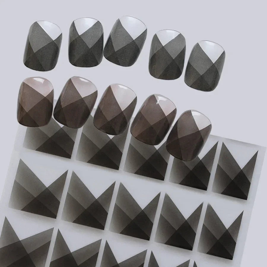 3Pcs Gradient French Style Nail Stickers Ombre Nail Art Decals Easy Apply Adhesive Manicure Decorations for DIY Nail Art
