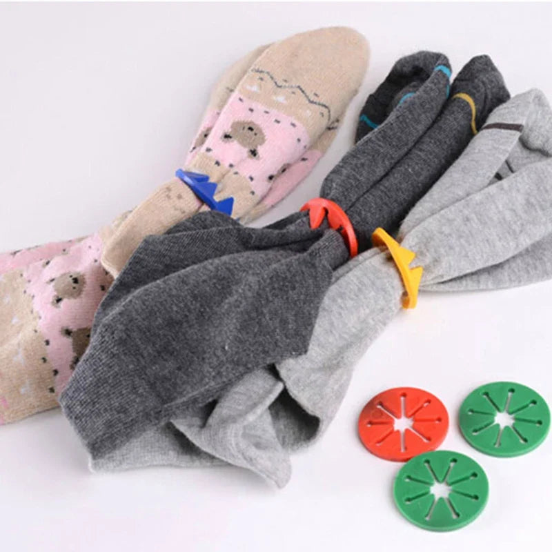 20 Pcs/Set Sock Clips with Holder Rings - Sock Organizers And Sorters Locks Clothes Pegs  Laundry Clip for Home Organization