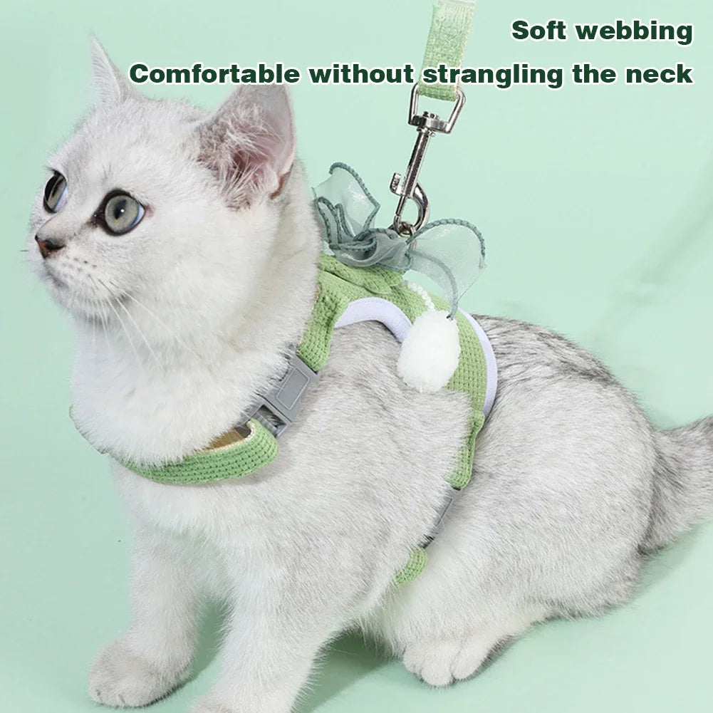Cute Bow Pet Harness Undershirt Style Pet Leash Adjustable Leash Pets Harness for Small Dog Cat Supplies For Outdoor