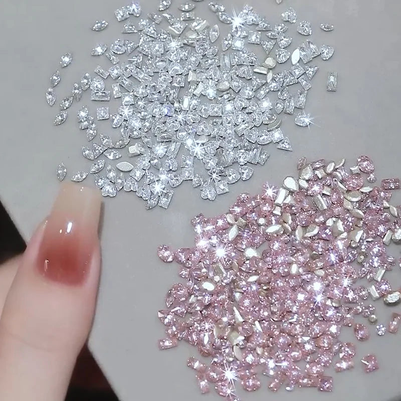 50-100Pcs Sparkle White Horse Eye Zircon Nail Rhinestones Flat Bottom Water Drop Shape Nail Art Gems Manicure Gel Polish Decor