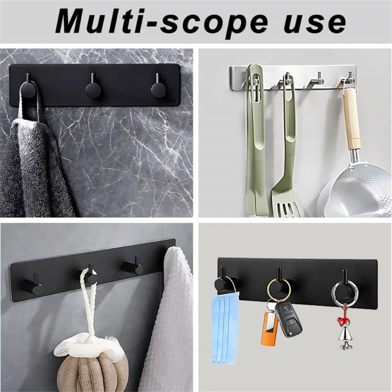 Stainless Steel Modern Style Adhesive Hooks for Bathroom Room Kitchen Clothes Hats Clutter Storage