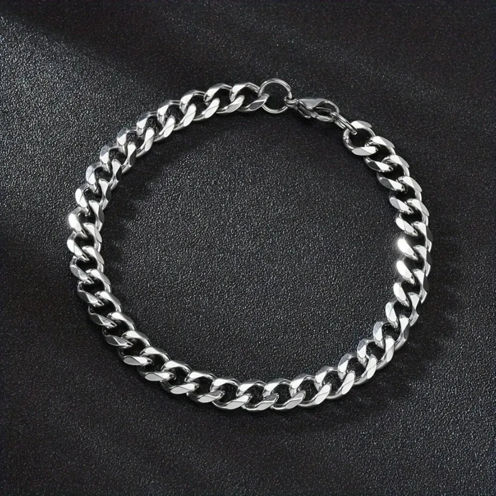 Men Cuban Curb Link Chain Bracelet Stainless Steel Wrist Jewelry Accessory Gift 1Pc