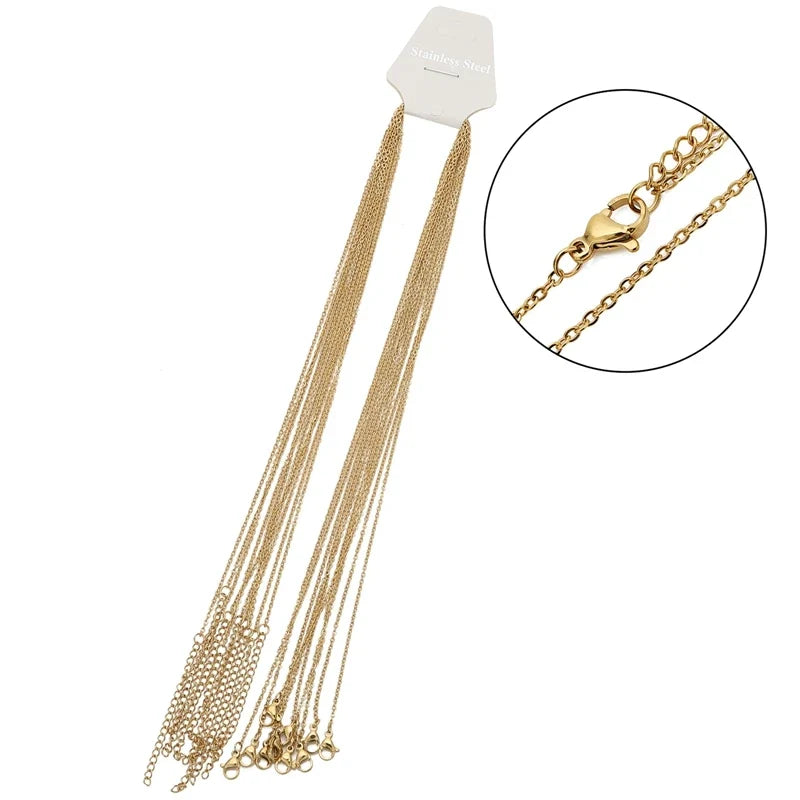 10pcs Stainless Steel Gold Color Cable Link Chains for DIY Women Necklace Jewelry Making Supplies Wholesale Chain In Bulk