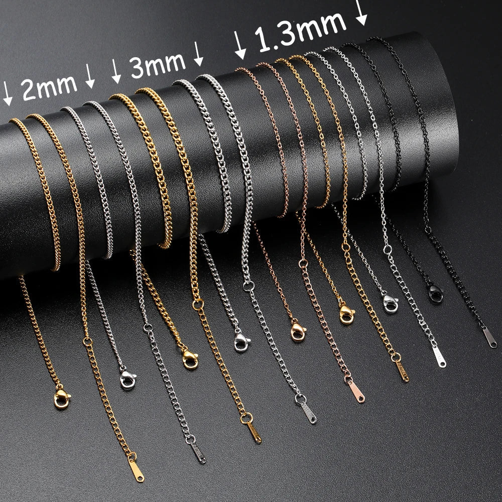 Lucktune Stainless Steel Width 1.3MM Chain O Shape Thin Chain Necklace Minimalist Necklace Chain Women Bohemian Jewelry Gift