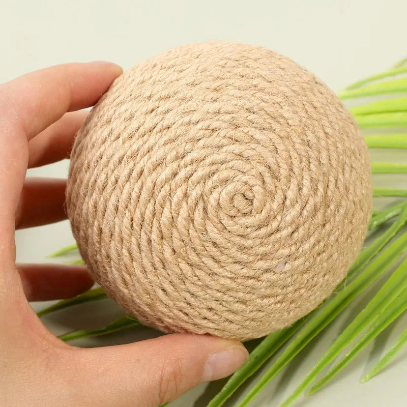 Interactive Cat Toy Ball Natural Sisal Scratching Eco Friendly Kitten Play Toys Chase Roller Pet Enrichment Teeth Cleaning