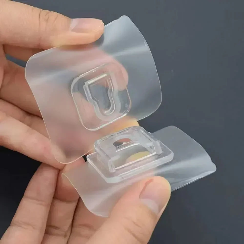 10-60pcs Heavy Duty Adhesive Wall Hooks, Transparent Waterproof No Drill, Strong Hold for Bathroom Kitchen Home Organization