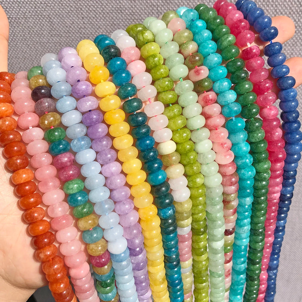 5x8mm Natural Abacus Rondelle Jade Quartz Beads Stone Flat Round DIY Charms Bracelets Loose Beads For Jewelry Making Supplies