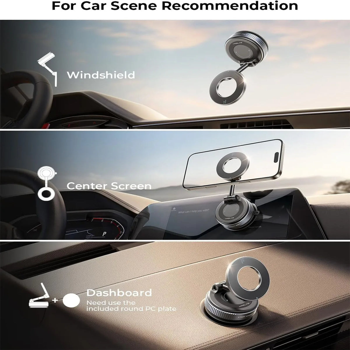 360° Adjustable Magnetic Vacuum Suction Cup Phone Mount for MagSafe Pocket-Size Foldable for Mirrors Cars Gyms Smooth Surface