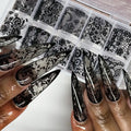 4X25cm-10rolls Sexy Black White Lace Nail Foils Untra-Thin White&Black Lace Flowers Nail Transfer Paper For Wedding Bride Decal