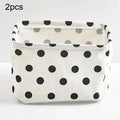 2pcs Cotton And Linen Desktop Storage Box Small Foldable Canvas Storage Basket With Handle Small Fresh Waterproof Storage Basket