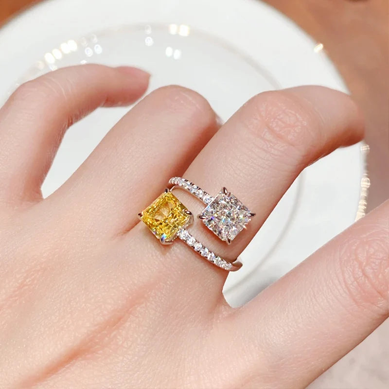 Huitan Modern Fashion Design Adjustable Ring Female Engagement Jewelry with Bright Zirconia Stylish Finger Accessories for Women