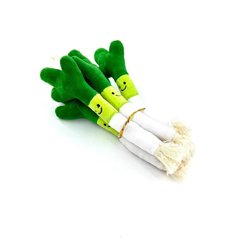 Plush Pet Chew Toys Bite Resistant Simulated Scallion Bell Sounding Teeth Cleaning Interactive Playing Supplies For Dog Cat