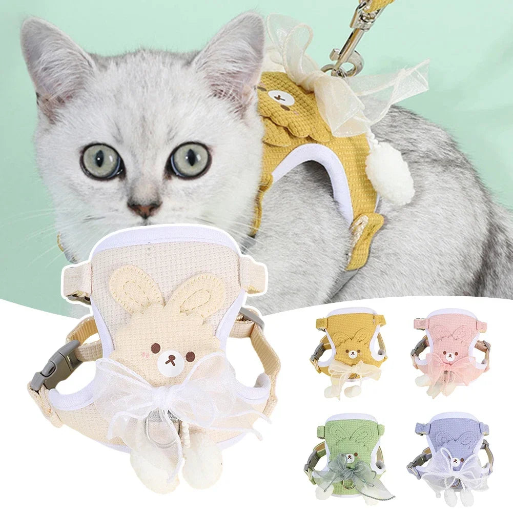 Cute Bow Pet Harness Undershirt Style Pet Leash Adjustable Leash Pets Harness for Small Dog Cat Supplies For Outdoor