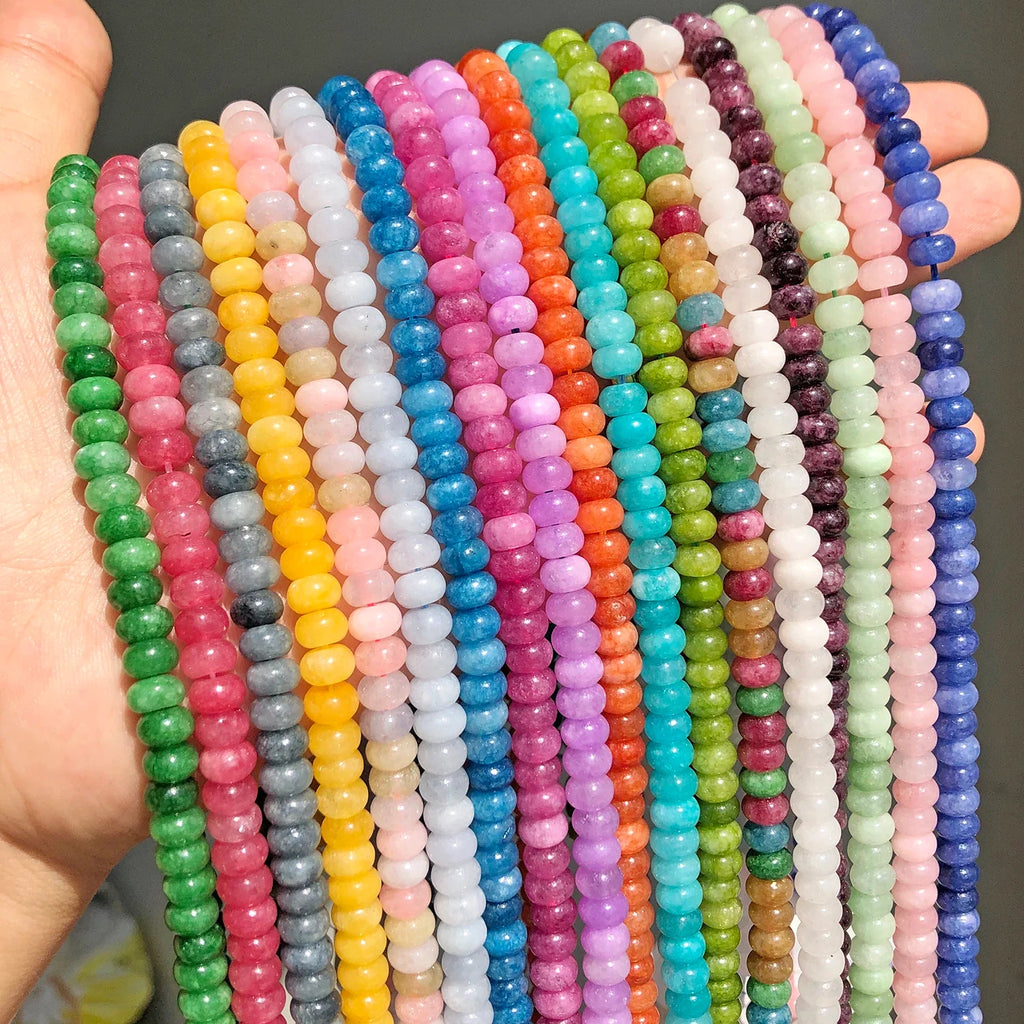 4x6mm Natural Abacus Rondelle Jade Quartz Beads Stone Flat Round DIY Charms Bracelets Loose Beads For Jewelry Making Supplies