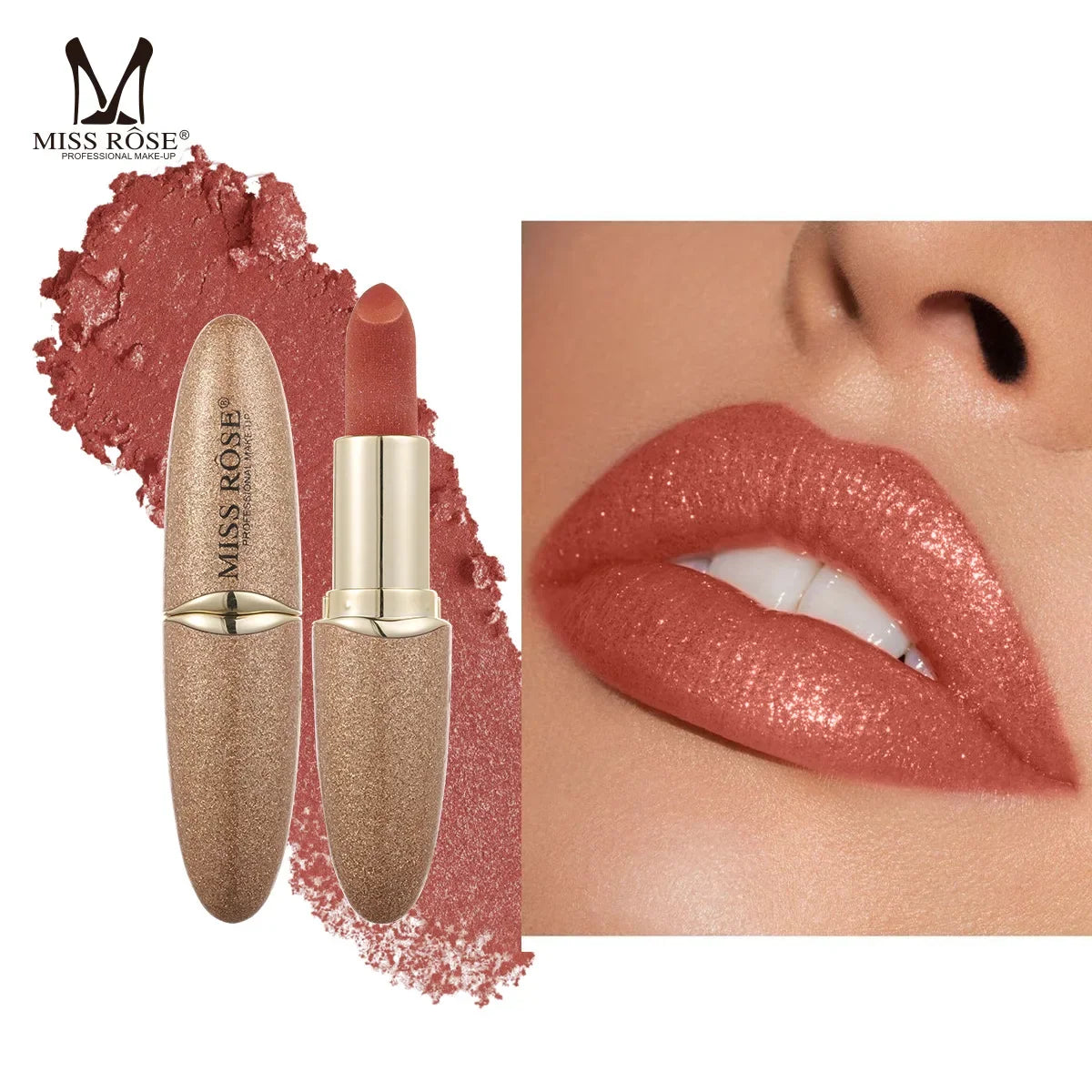 MISS ROSE Velvet Lipstick Shimmer Glossy Lip Balm Hydrating Non-stick Cup Vivid Lip Gloss, Daily Portable Lips Makeup Cosmetics