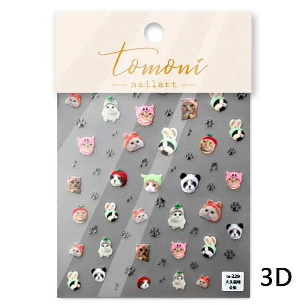 Lovely Sweet Cat Bunny Flower Dog 5D Relief Self Adhesive Nail Art Decoration Pretty Kitty Puppy Girl Sticker 3D Manicure Decals